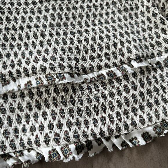 Silk Cinq a Sept Pascal Mini Medallion Blouse Small Smocked Off Cold Shoulder - Picture 5 of 13